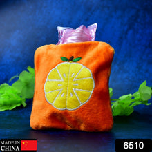 Small orange hot water bag for neck and shoulder pain relief