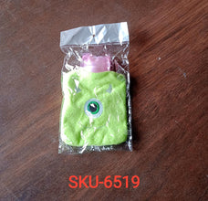 Green One-Eyed Monster Print Small Hot Water Bag with Cover for Pain Relief