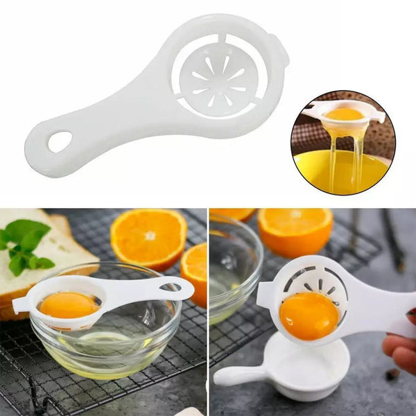 Egg yolk separator with strainer for easy egg whites separation.