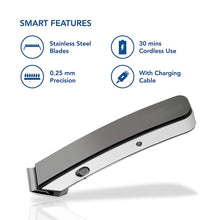 Ergonomic trimmer for efficient beard and hair cutting.